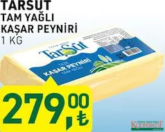 TARSÜT TAM YAĞLI KAŞAR PEYNİRİ 1 KG